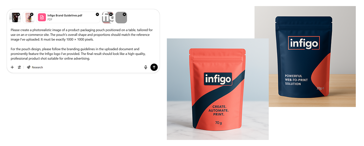 ChatGPT prompt and results of pouch design